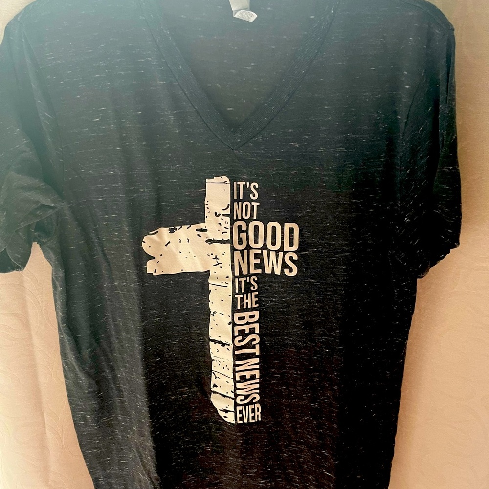 Vee neck tee shirt. Light weight